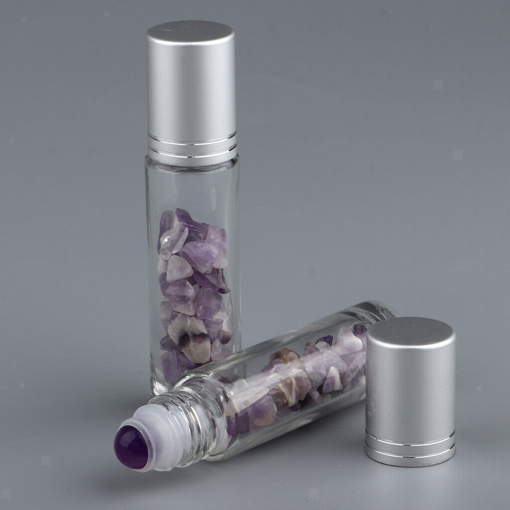 4 Pieces 10ml Empty Glass Oils Perfume Aromatherapy Roll-on Bottles Pink+Purple