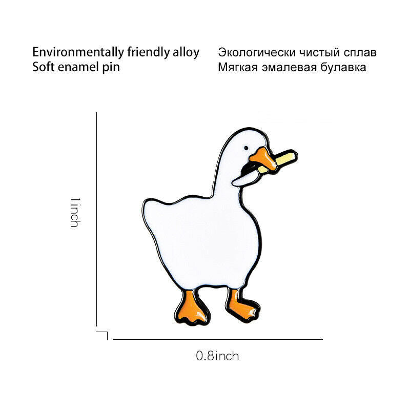 Fun game goose Brooches cartoon cute enamel white goose Badge Lapel  pins Rf