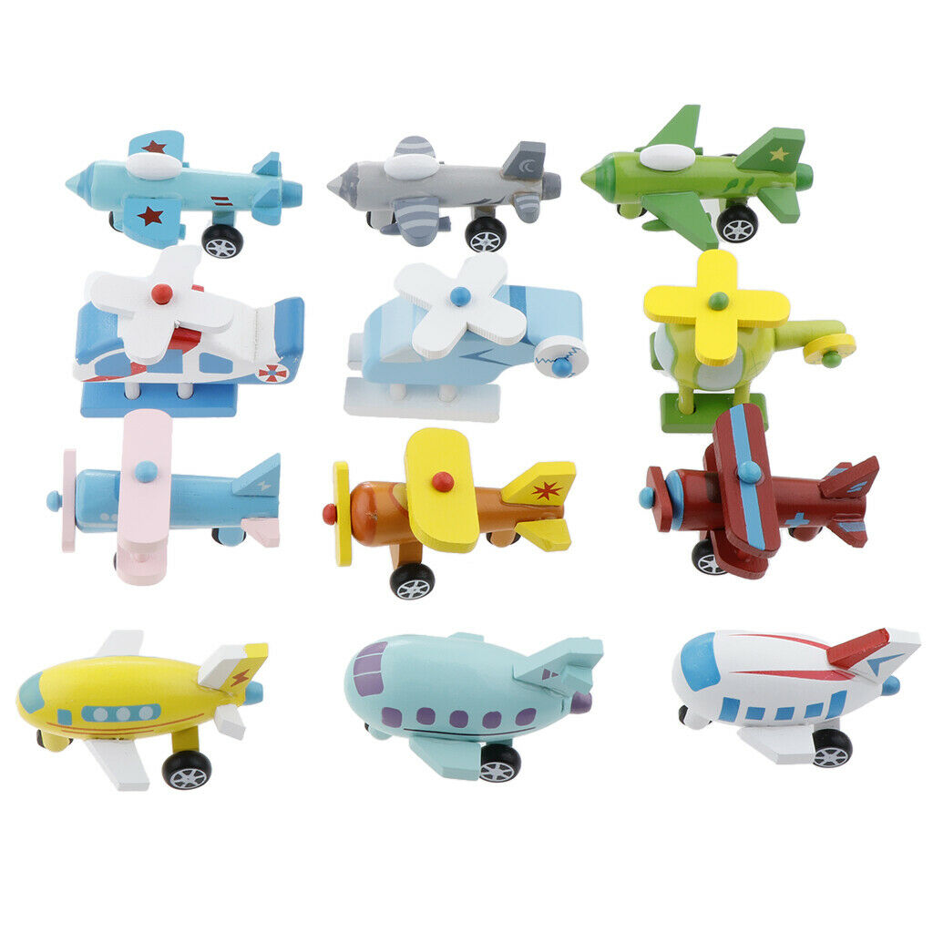 12pcs Wooden Shape Planes and Helicopters | Hand-Eye Coordination Toys for Kids