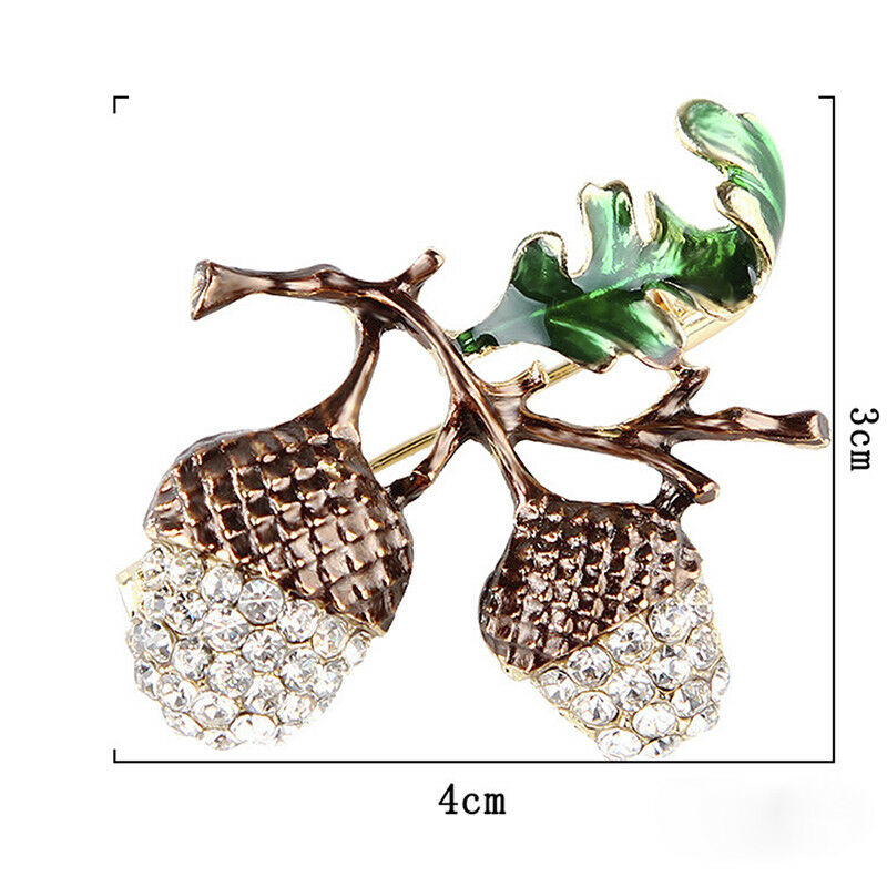 Nut Brooch Pin Rhinestone Crystal Cute Plant Brooch Pins Jewelry Gift Chi.l8