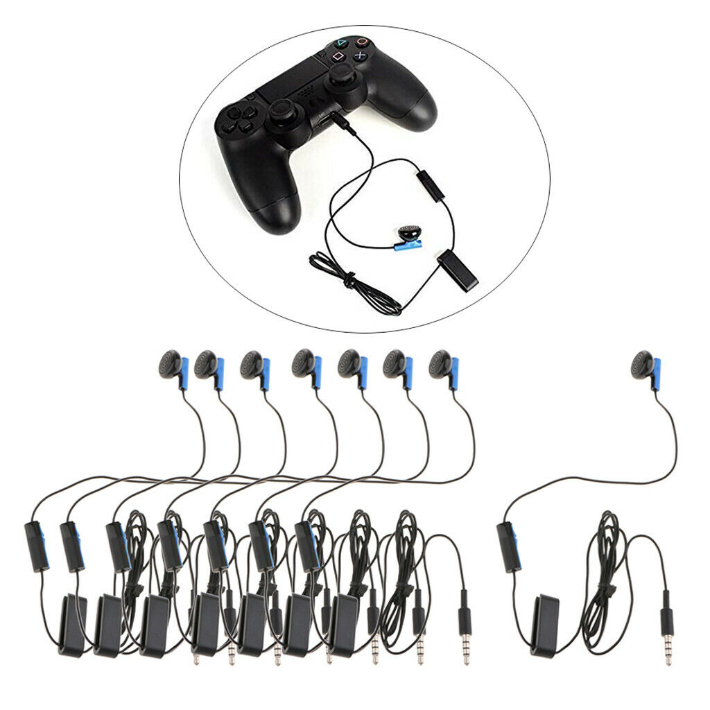 8Pieces Single Earphone 1.2m Length Earbud Earpiece for Sony PS4 Controller
