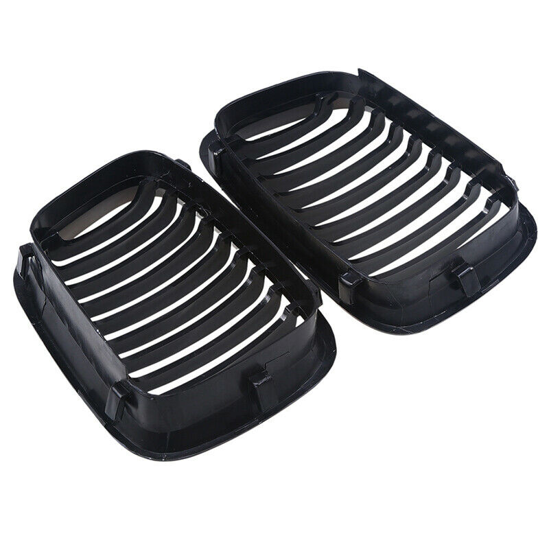 For BMW 3-Series E46 Sedan 98-01 Pair Gloss Black Front Kidney Grill Grille
