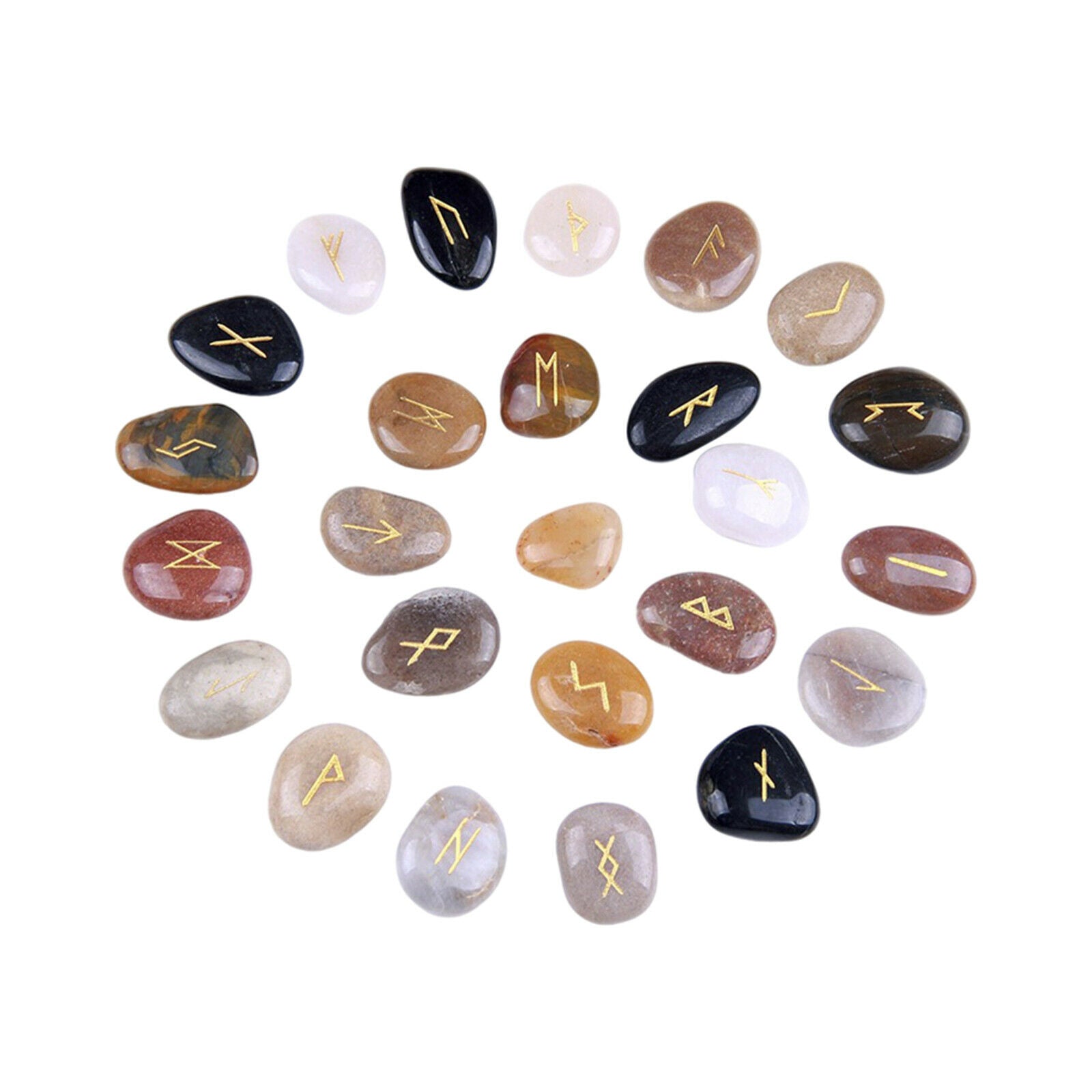 25PCS Rune Stone For Divination Viking Symbols Energy Stones Gift Home Decor