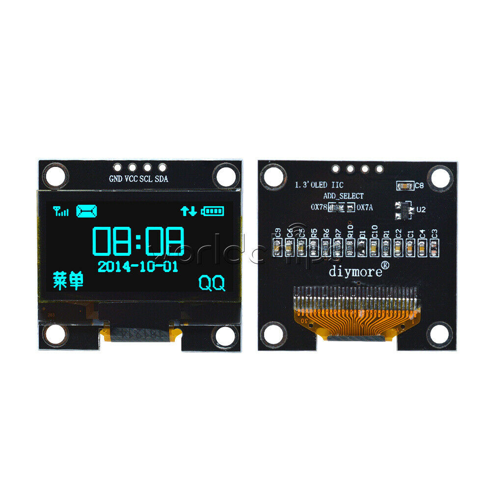1.3" Blue 4Pin OLED LCD Display Module IIC I2C 128x64 3-5V Interface for Arduino