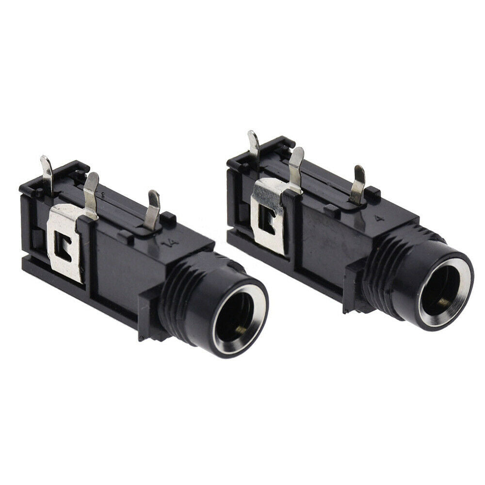 10x 6.35mm Jack Socket Stereo Audio Microphone 3 Pin Mic Adapter Connector Parts