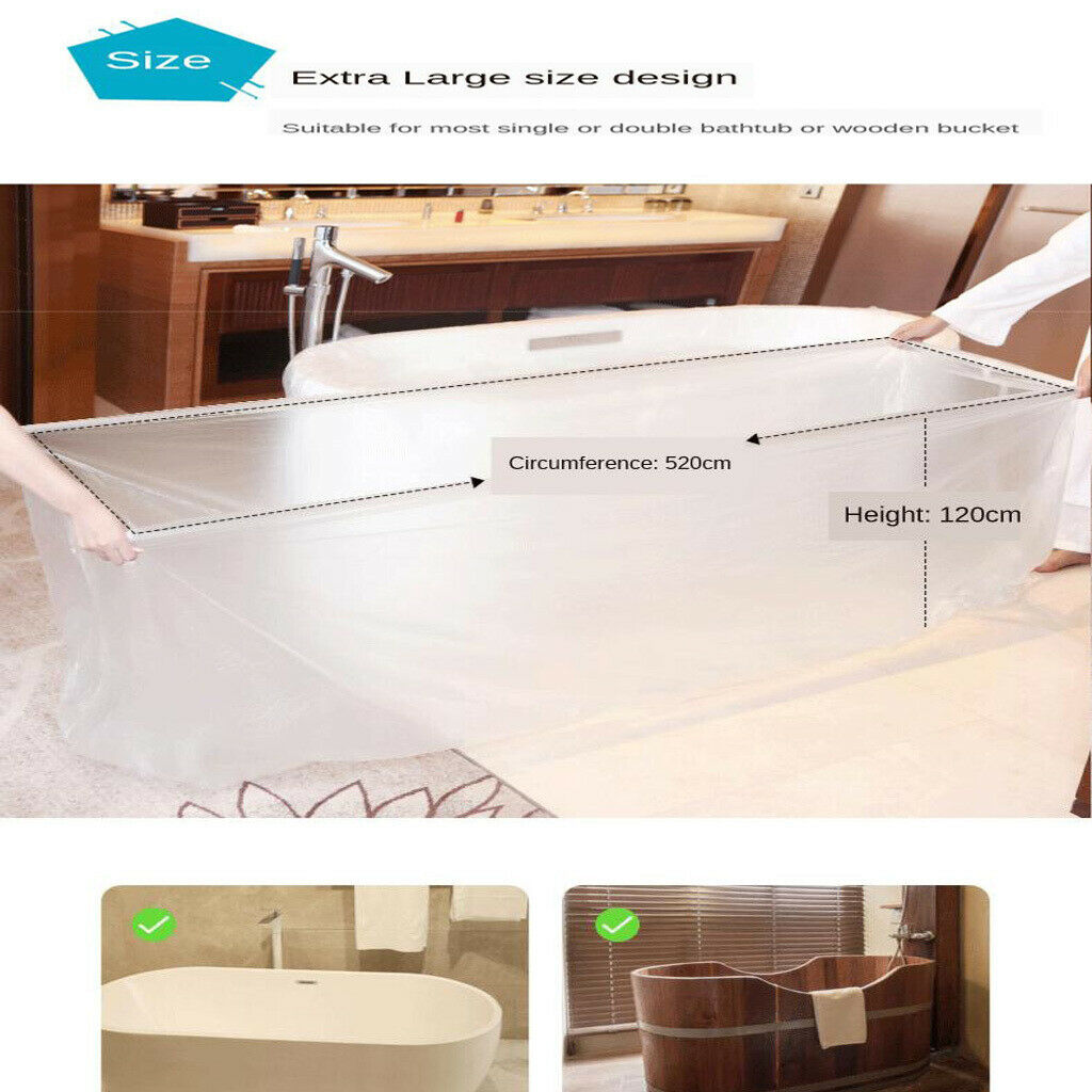 10Pcs Disposable Bathtub Cover Bag Portable Travel Hotel Salon Bath Tub Lining