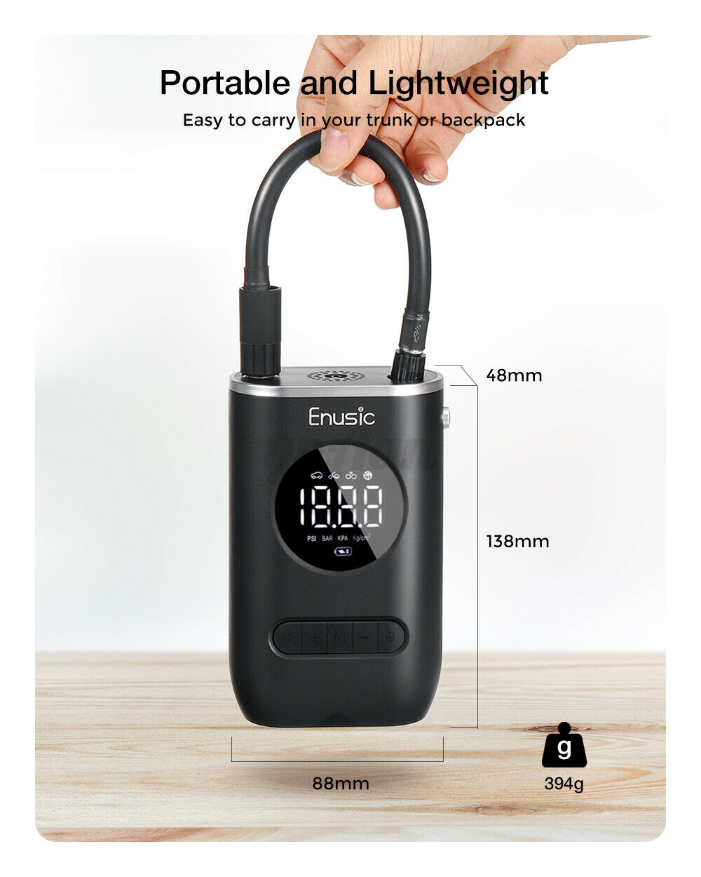Enusic 4000mAh 150PSI Cordless Air Pump Digital Tire Pressure AIR COMPRESSOR â—