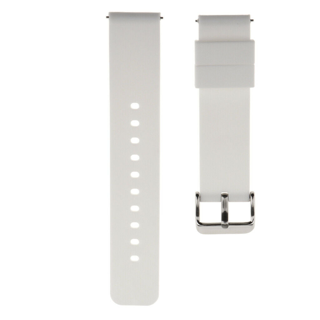 20mm Silicone Waterproof Sports Watchband Strap Deployment Clasp White