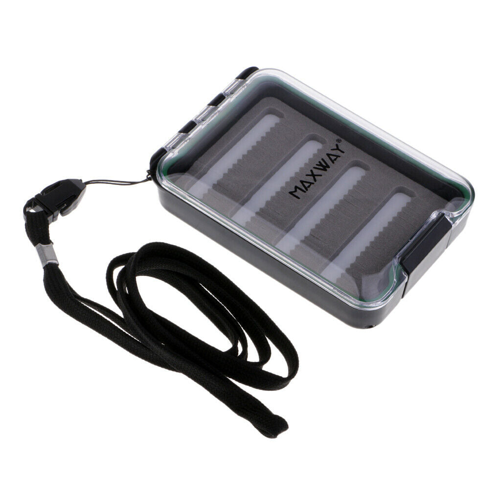 ABS Plastic Fly Box Fly Fishing Tackle Box Slit Foam Insert with Lanyard