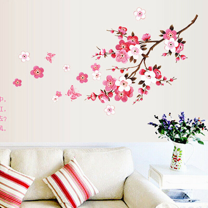 Sakura Flowers Wall Stickers Living Bedroom Decorations DIY Home Dec abJ NLJ SJ