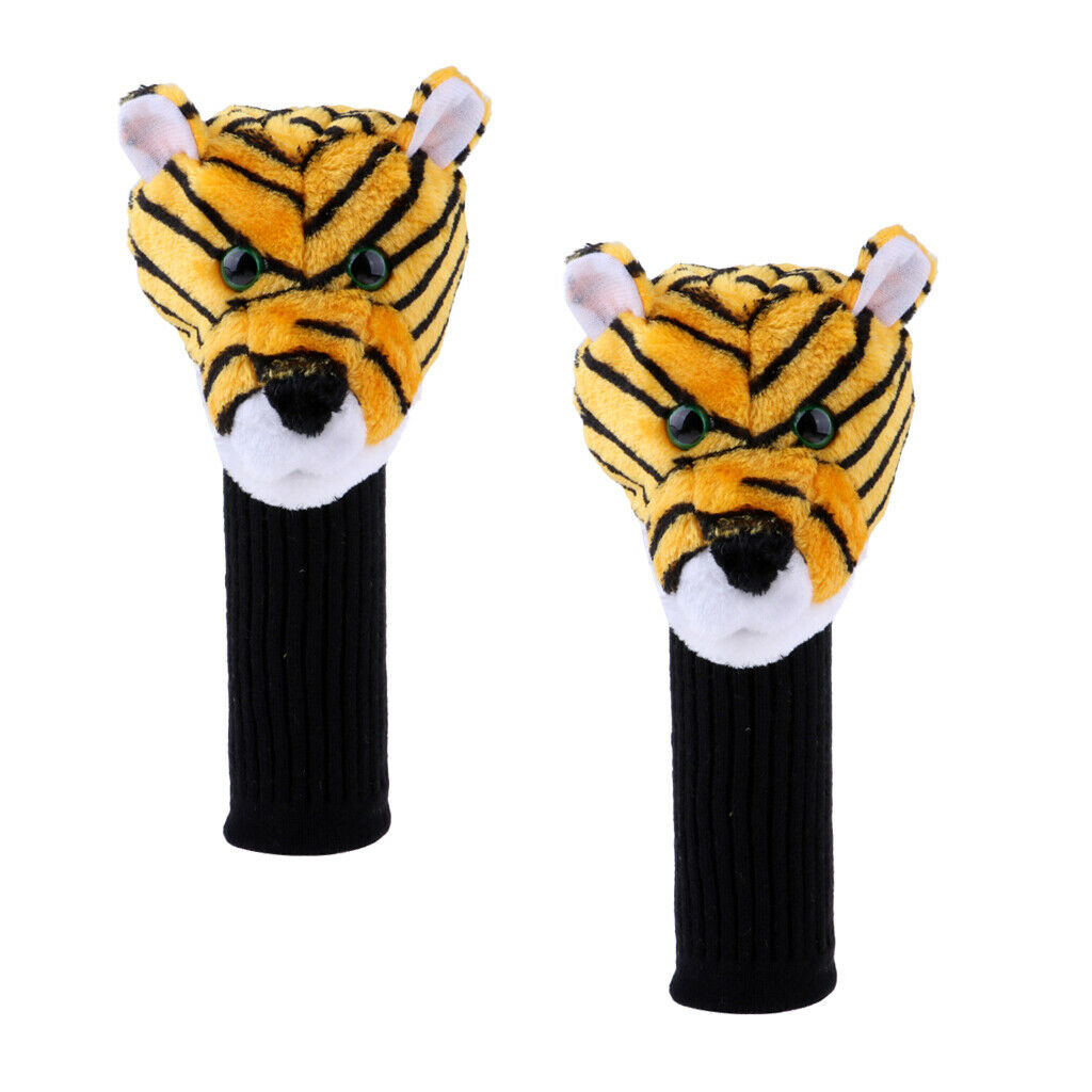 2pcs Tiger Head Golf Club Wood Driver Headcover - Durable & Portable Cool Style