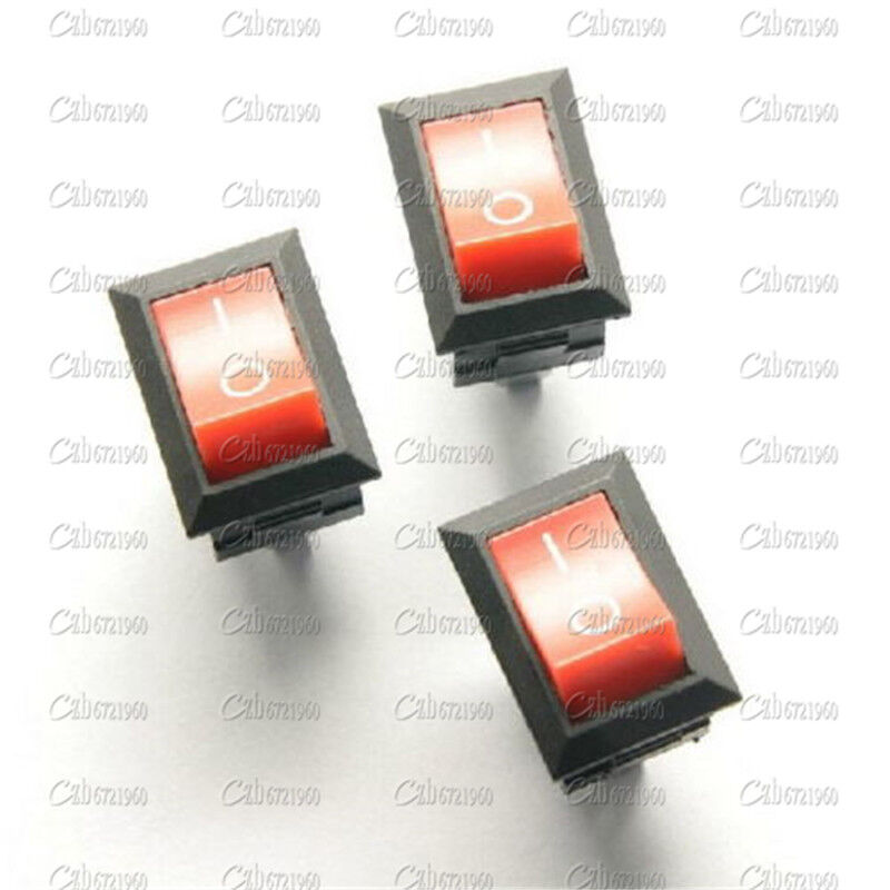 5Pcs Red Rocker Switch 2 Pin KCD1-101 250V 6A Boatlike Switch CZB