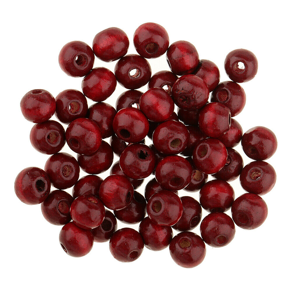 50pcs Round Wood Loose Beads Wooden Beads Jewellery Making DIY Crafts 8mm