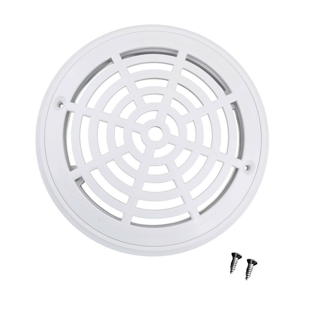 2Pcs Plastic Round 8'' Main Drain Cover Suction Outlet Accessory White