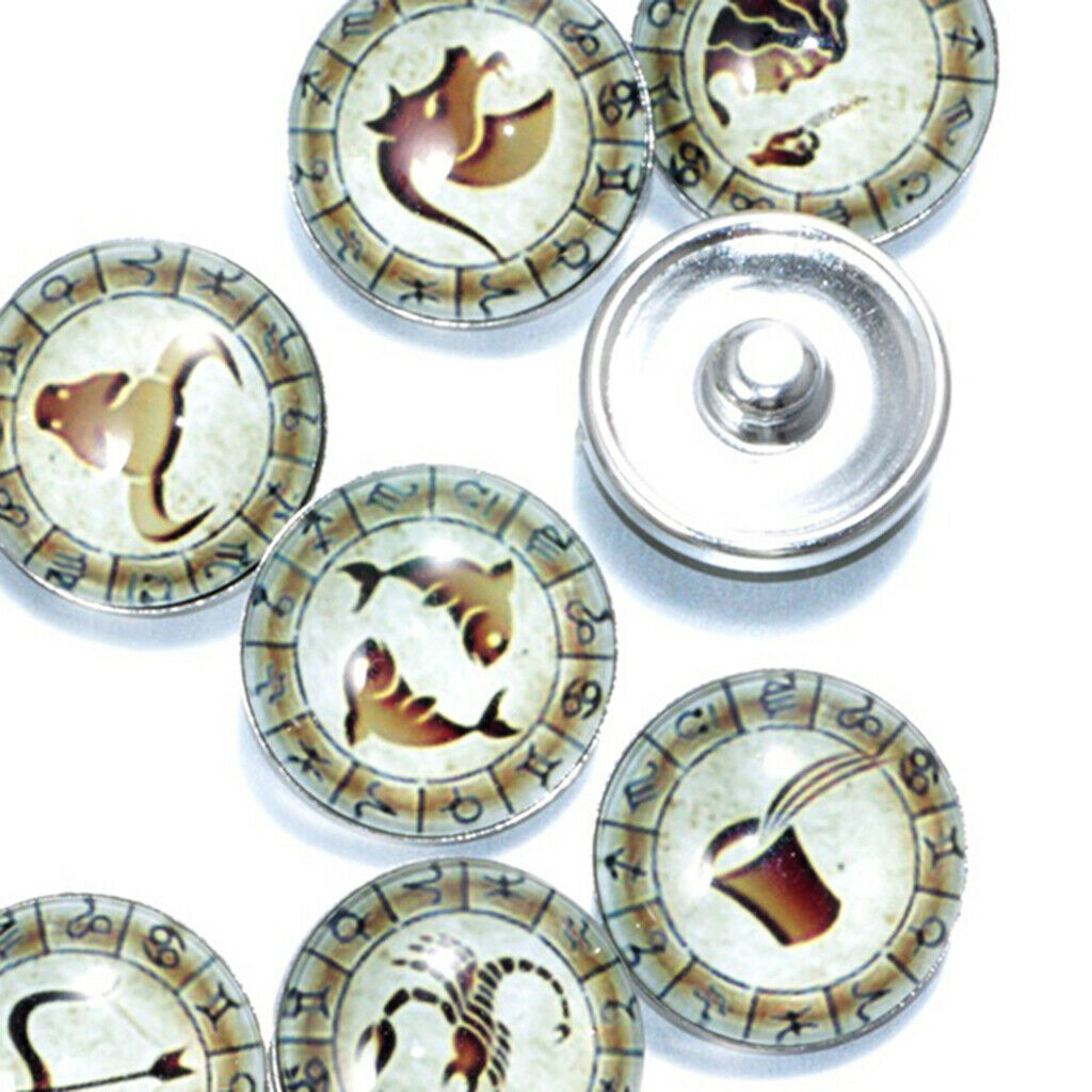 Zodiac Sign Snap Button Sewing Crafts Snappers DIY Crafts Fastener 12pcs