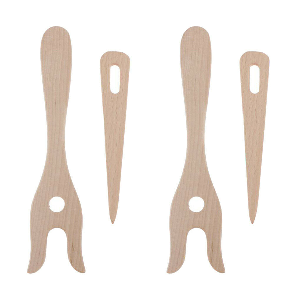 2set Wooden Fork Knitters Wood Fork Shape Crocheters Sewing Tool DIY 15.7cm