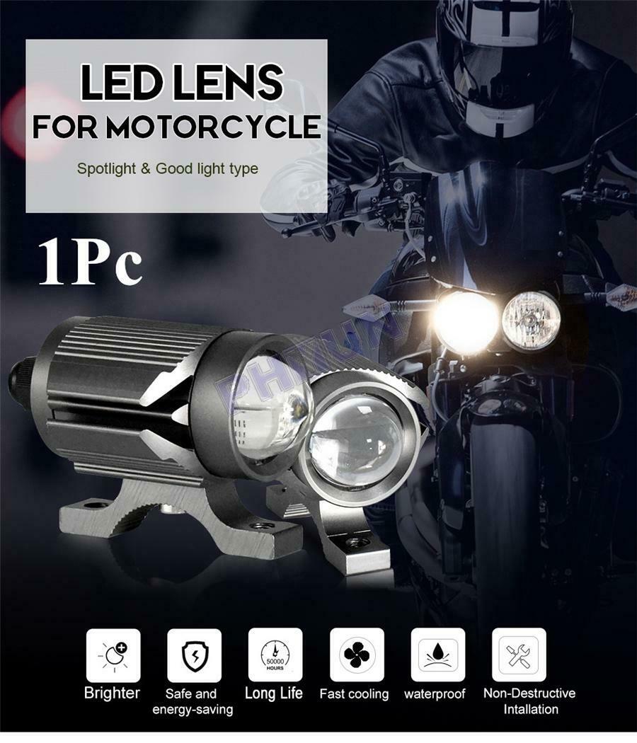 16W Motorcycle Moped LED Headlight Projector Lens Spotlights 12V ATV Universal