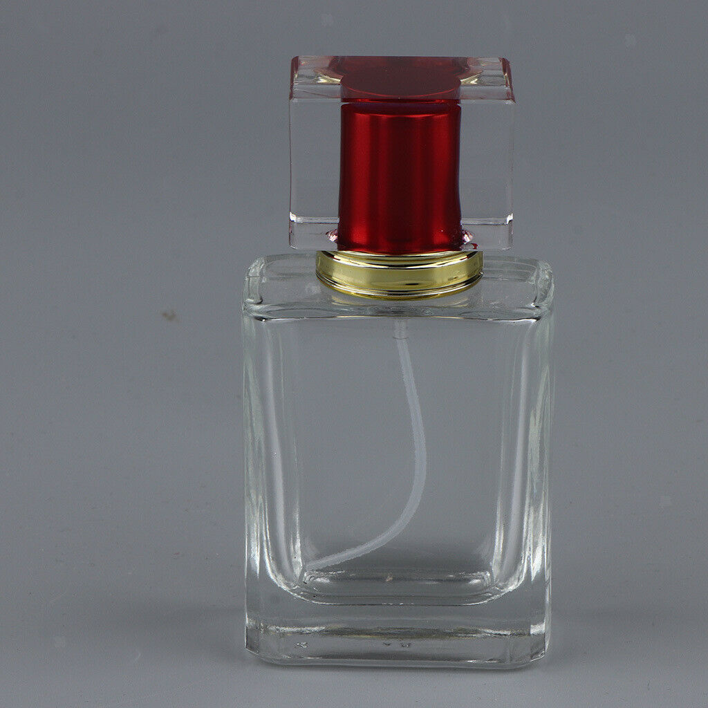 2pcs Empty Glass Perfume Bottles Aftershave Spray Containers 50ml Black/Red