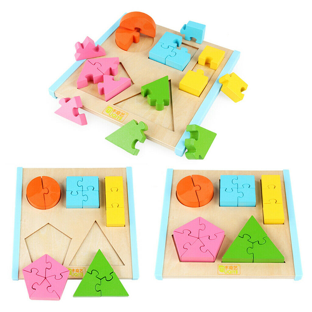Geometry Shape Wooden Jigsaw Block Puzzle Children Education Toys Style 3