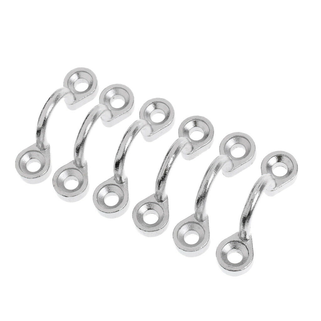 6Pcs Stainless Steel Boat Wire Eye Straps Deck Loop Plate Bimini Staple