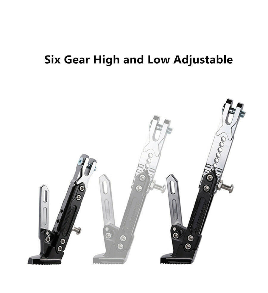 Black &Titanium Motorcycle Adjustable Side Tripod Holder Foot Kick Stand Support