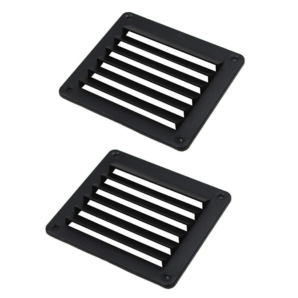 2x Plastic Louver Wall Vent Ventilation Black Yacht Caravan Camper Accessory