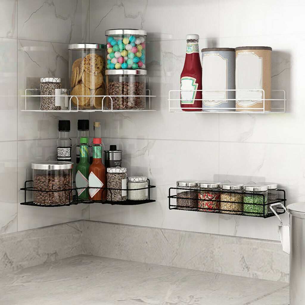 2Pcs Heavy Duty Iron Wall Corner Shelf Shower Basket Adhesive Organizer Rack