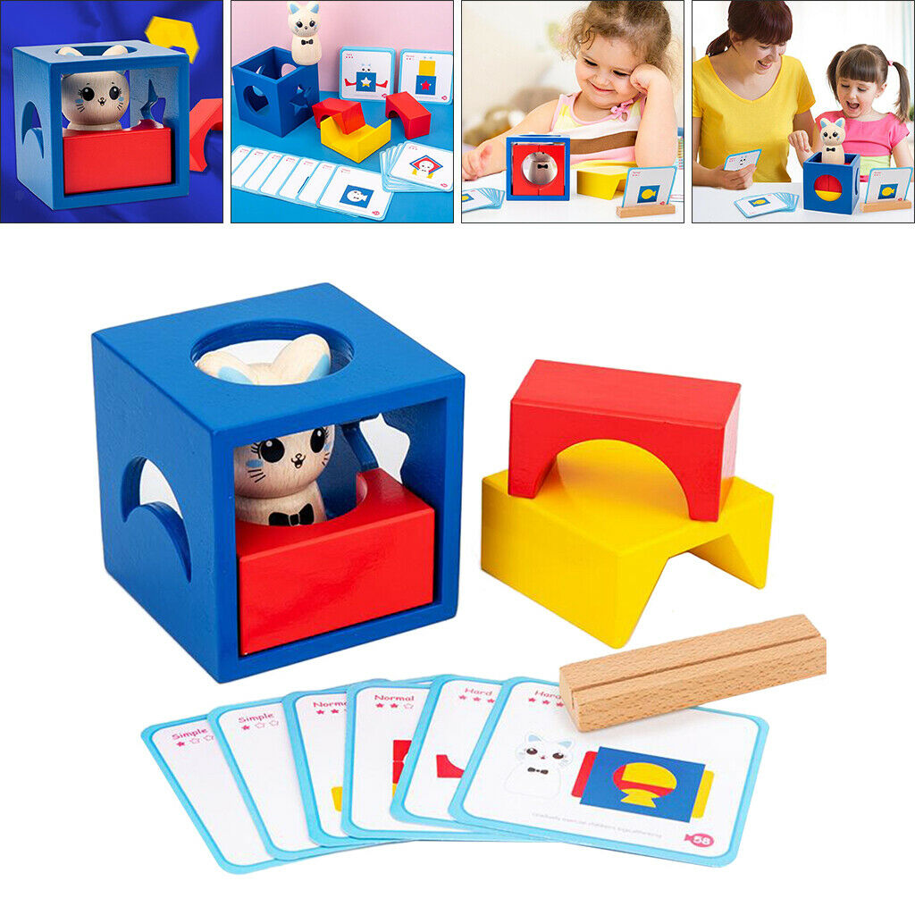 Wooden Kitten Adventure Game Brain Teaser Toys Matching Game Building Blocks