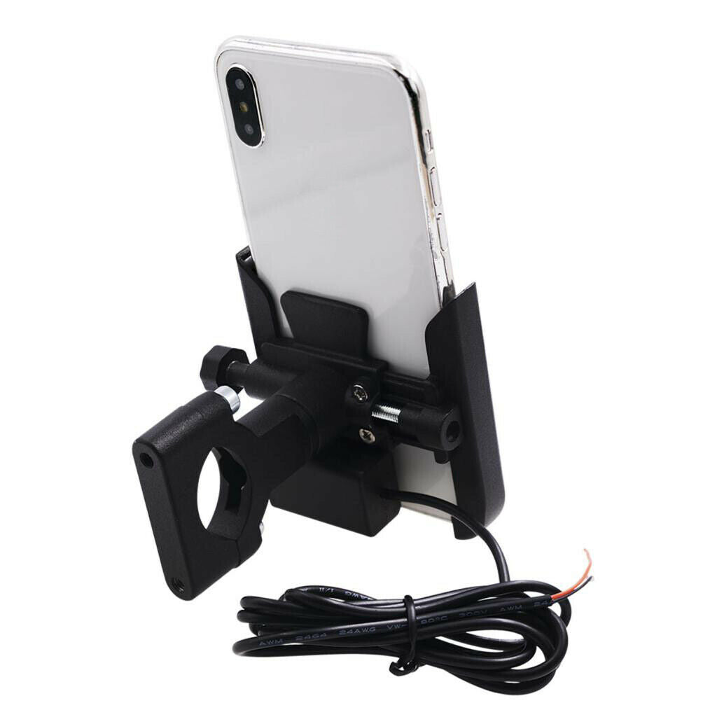 Aluminum motorcycle handlebar bracket smartphone rearview mirror cellphone black