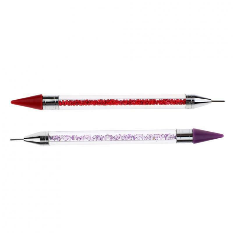 2x Nail Art Rhinestone Picker Adhesive Wax Tip Pencil Dotting Pen Applicator