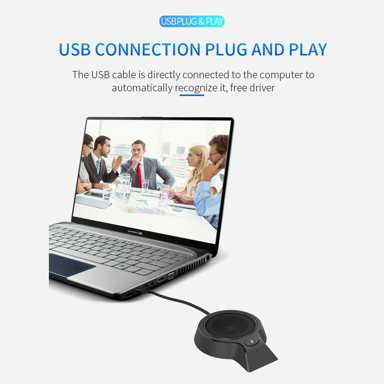 Black USB Conference Computer PC Microphone Mic   Video Meeting