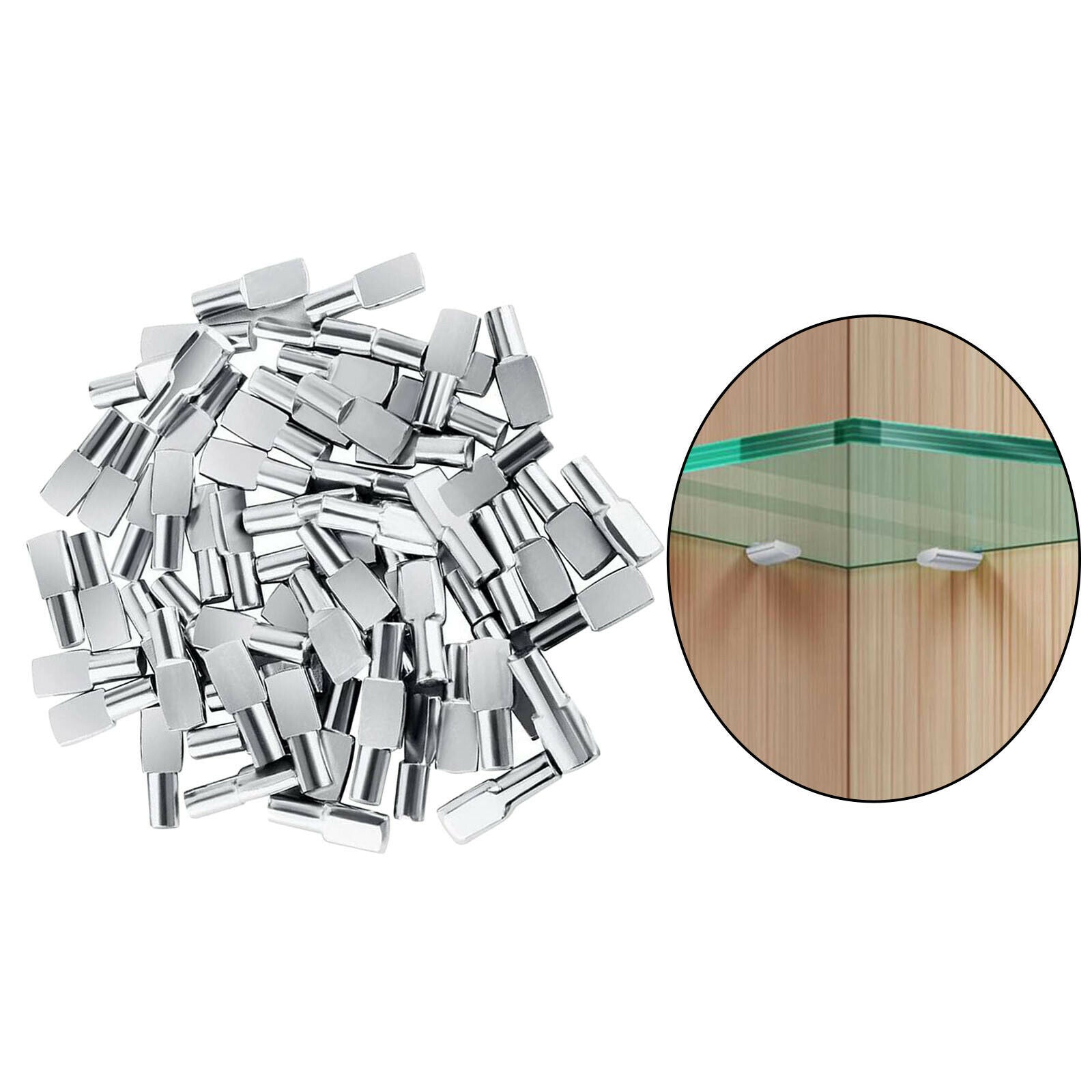 60x Shelf Pegs Nickel Plated Cabinet Fixed Shelf Pins Bracket Support Pegs