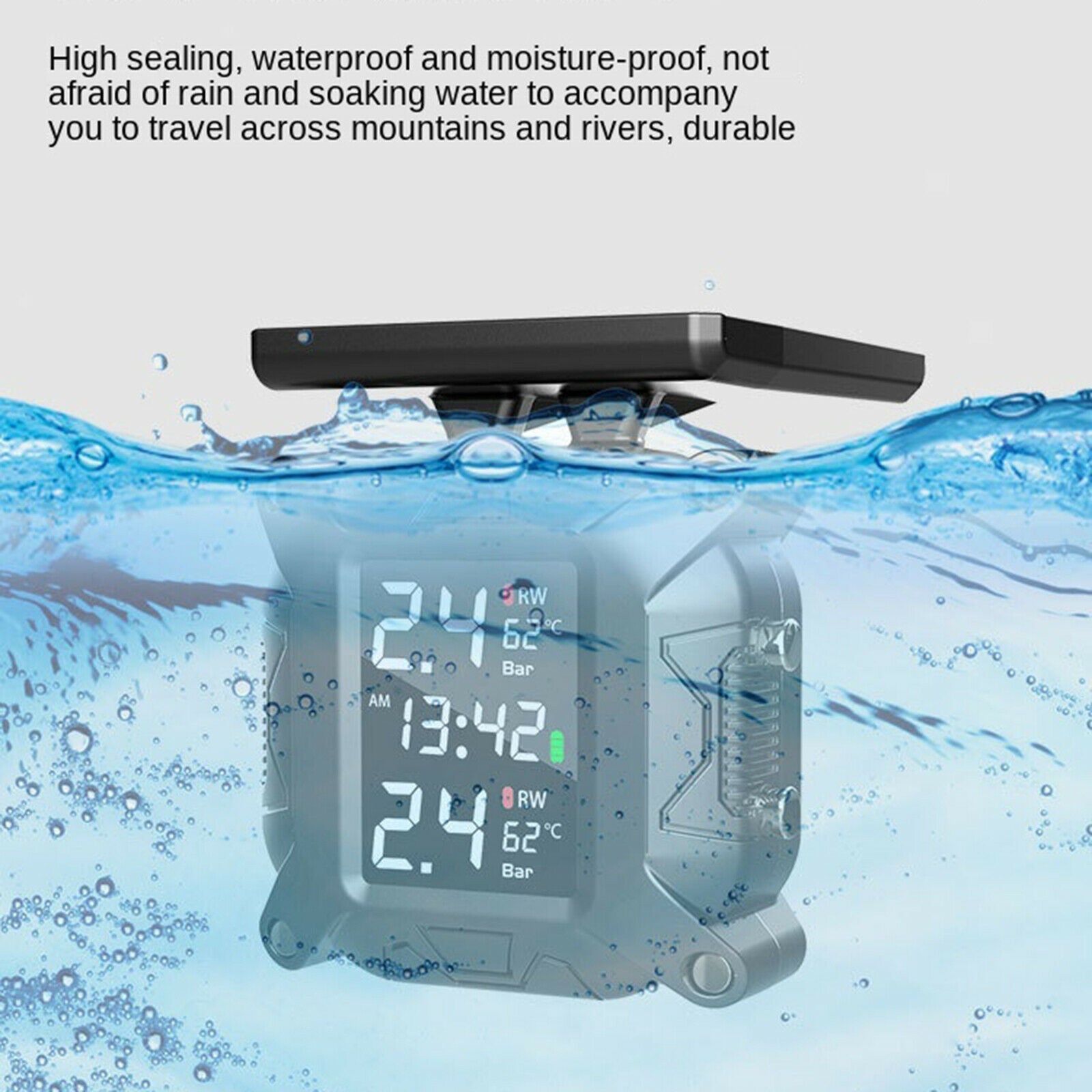Solar Tire Pressure Monitoring System USB Quickly Charge for Motorcycle RV