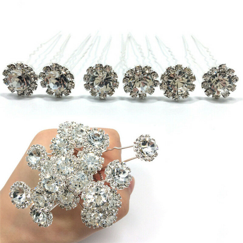 10 Diamante Rhinestones Bridal Wedding Prom Women Hair Pins Clips Fashio.l8