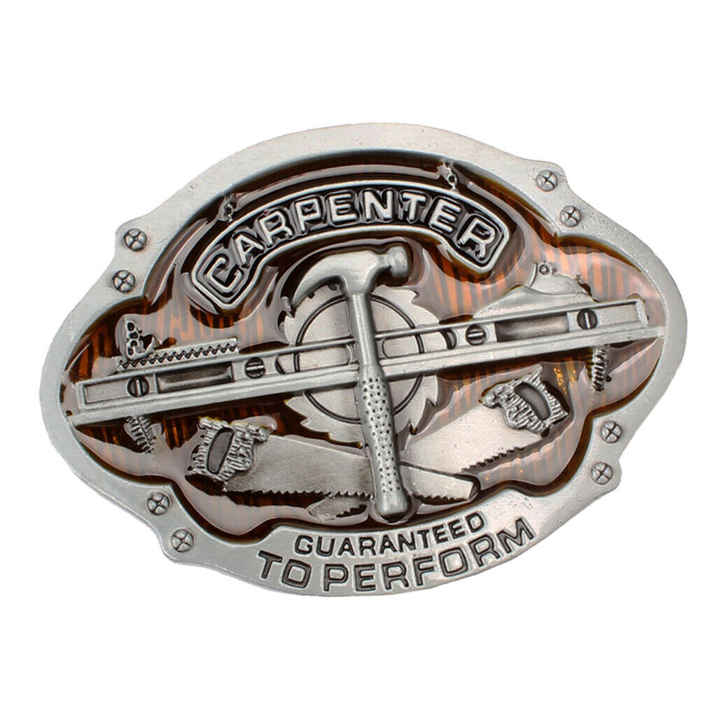 Western Cowboy Carpenter Tools Pattern Zinc Alloy Fashion Men Belt Buckle