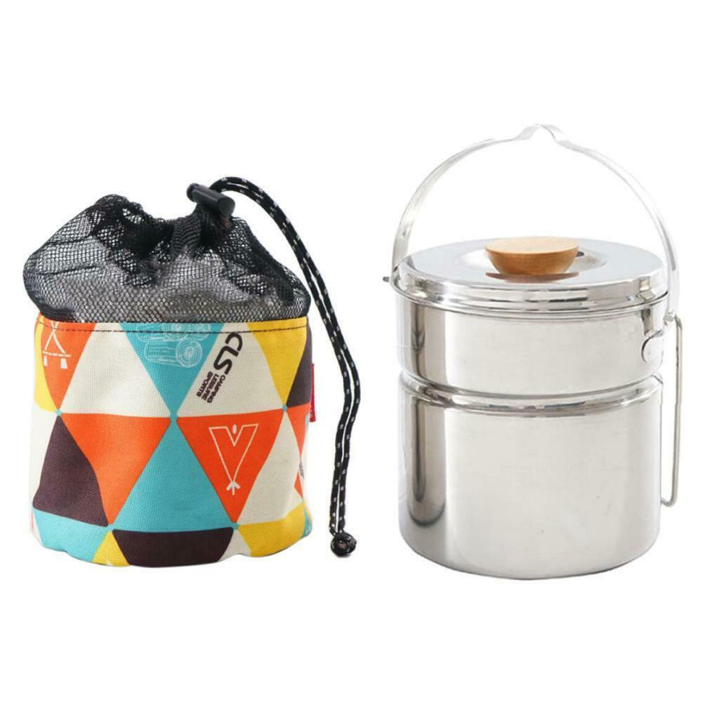 Stainless Steel Outdoor Cooking Camping Cookware Hanging Pan Pot 14x12cm