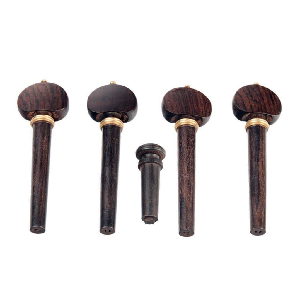 Ebony 4/4 Violin 4x Tuning Pegs Tuners with 1x Endpin Set for Violinist Luthier