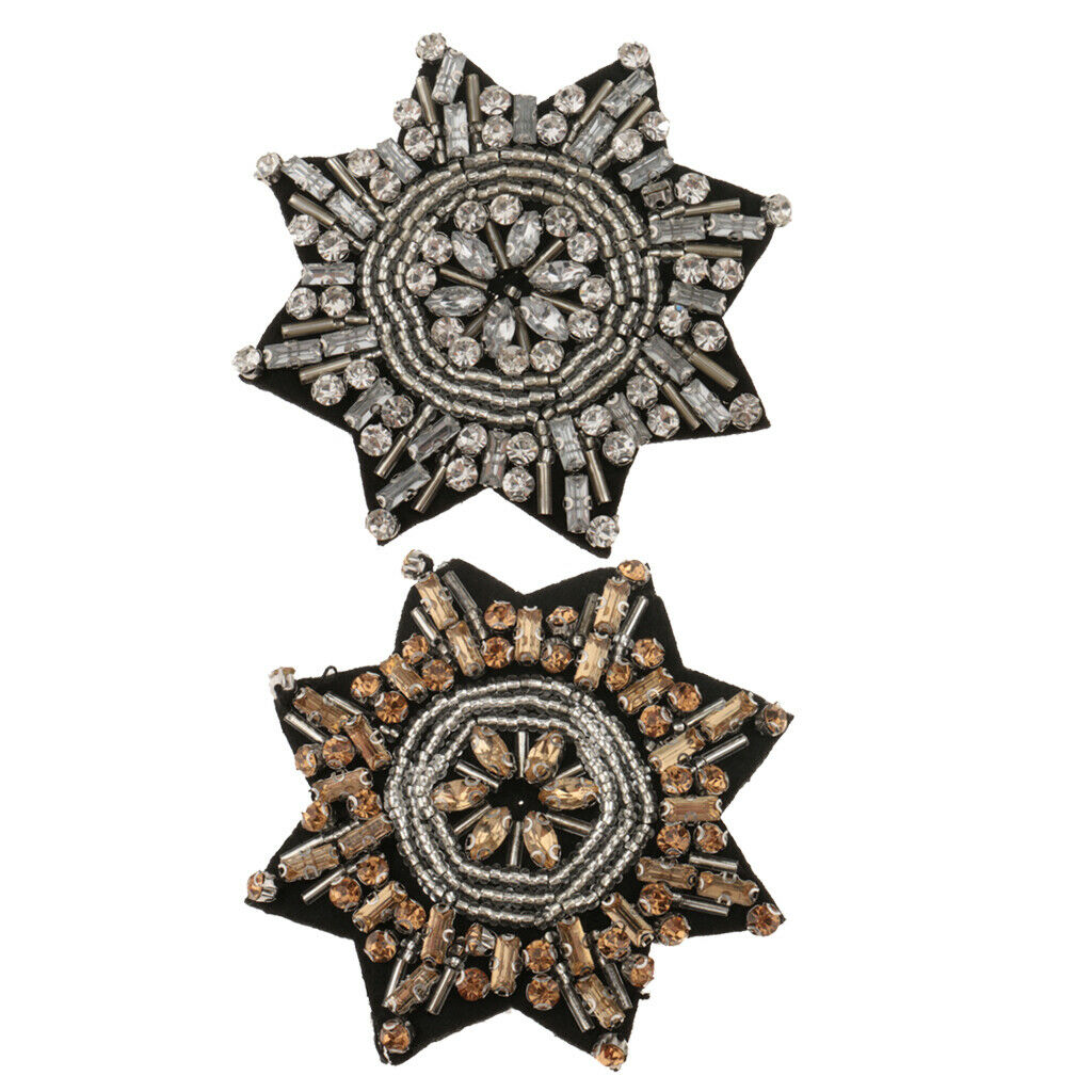 2pcs Star Shaped Rhinestone Beads Beaded Embroidery Patch Sewing Applique