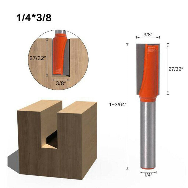 1/4 Shank Double Flute Carbide Tipped Woodwork Cleaning Bottom Router Bit  C