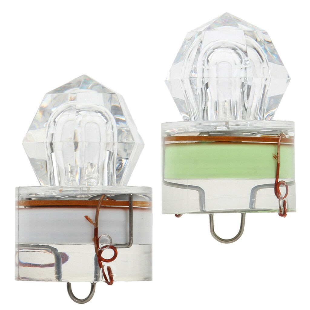 2PCS LED Deep Drop White and Green Underwater Fishing Flashing Light Squid