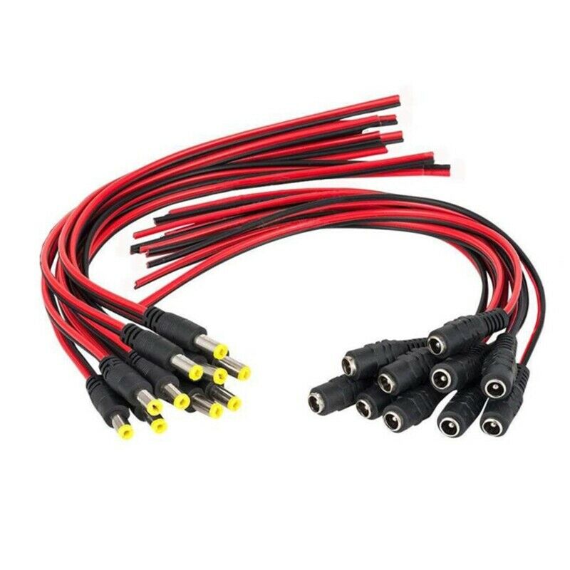 10 Pairs DC Power Pigtail Cable Wire,12V 5A Male & Female Connectors for CCTL6Q8