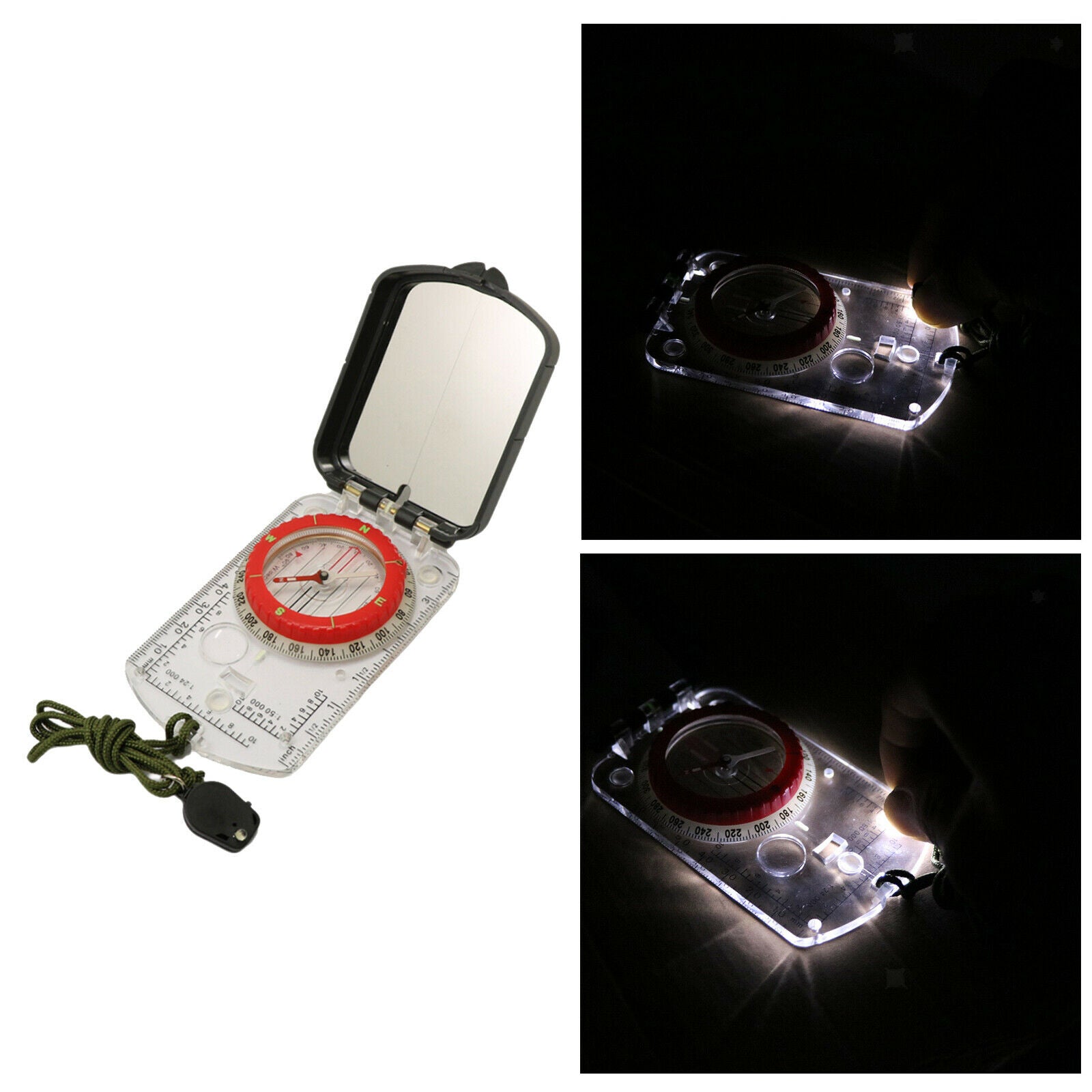 Pocket Compass Map Ruler Camping Survival Hunting Mountaineering Boating