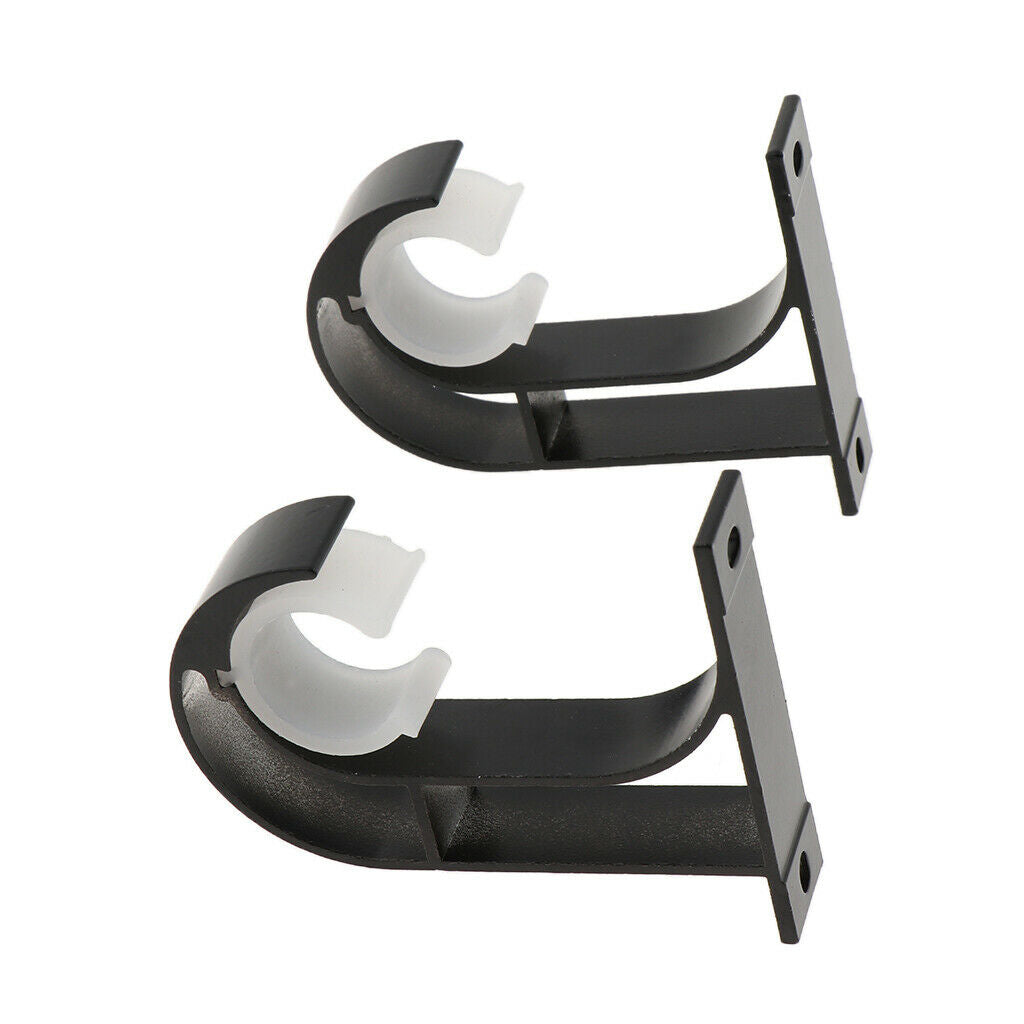 Set of 2, Aluminum Alloy Curtain Brackets Wall Mounted Rod Holder Black