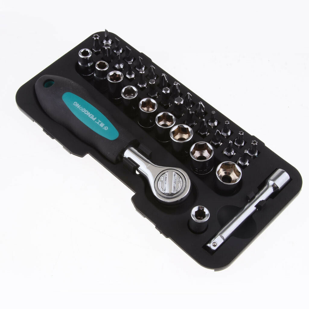38Pcs Multi High Precision Ratcheting Wrench Set and Bits Repair Tool Kit