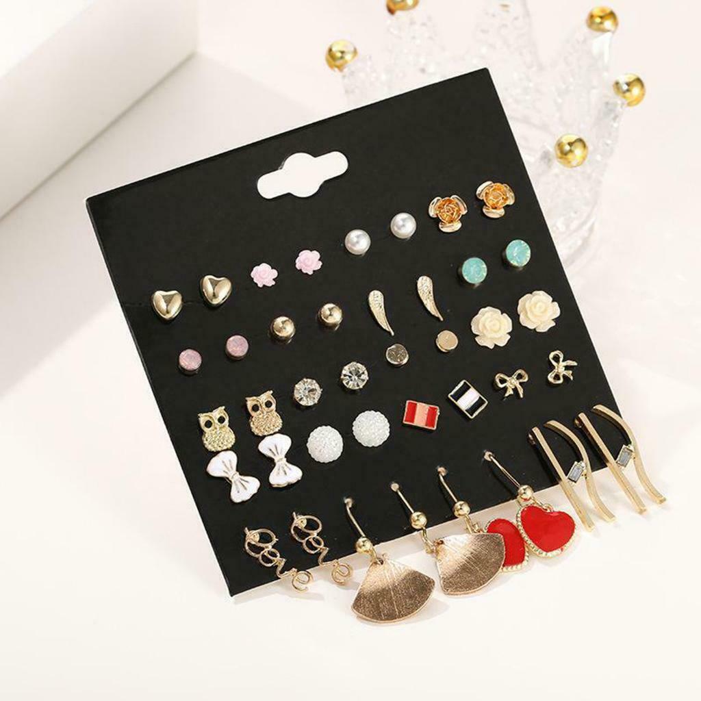 20 Pairs Simple Classic Earrings Stud Ear Drop Earrings Flower Earrings Stud