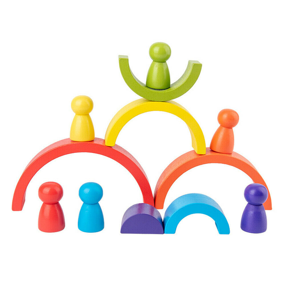 1 Set Rainbow Arch Building Block Toys Puzzle Stacking Brick for Children @