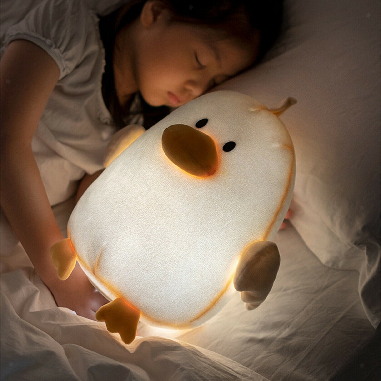 Plush Duck Night Light Rechargeable Nightlight Bedside Kids Soft Toddler