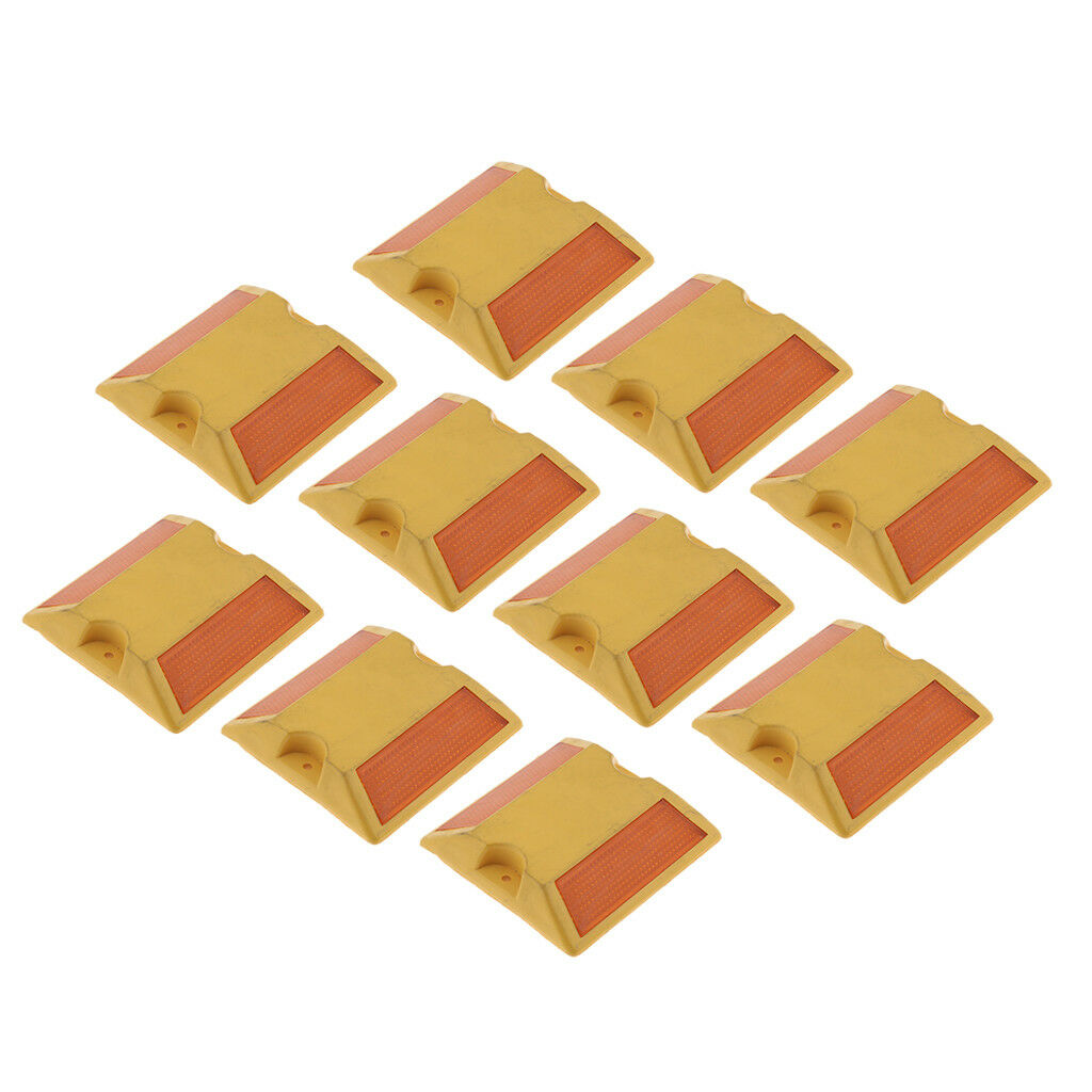 10x NEW Commercial Road Highway Pavement Marker Reflector - Two Side, Yellow