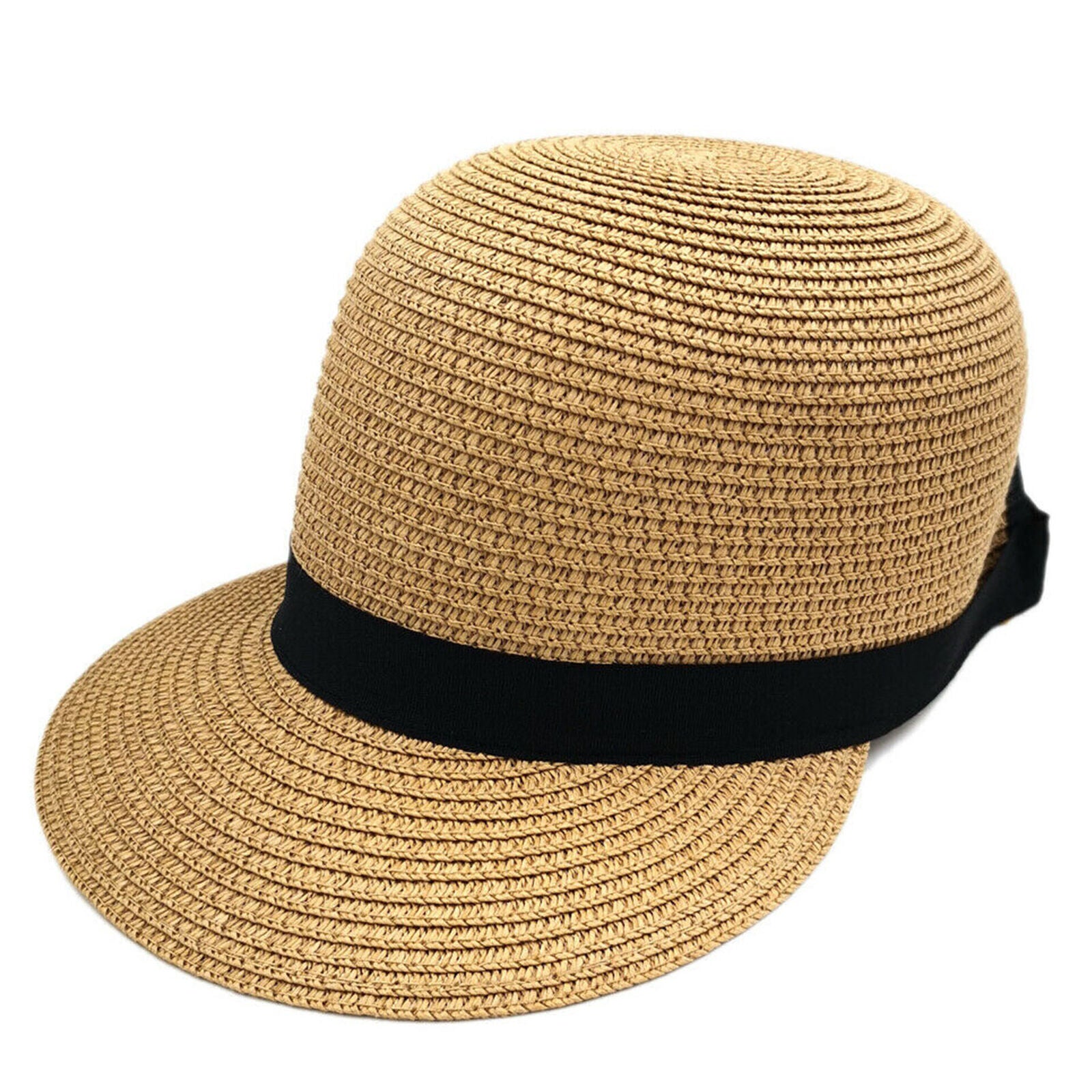 Woman Ladies Straw Baseball Wide Brim Cap Summer Beach Outdoor Sun Hat