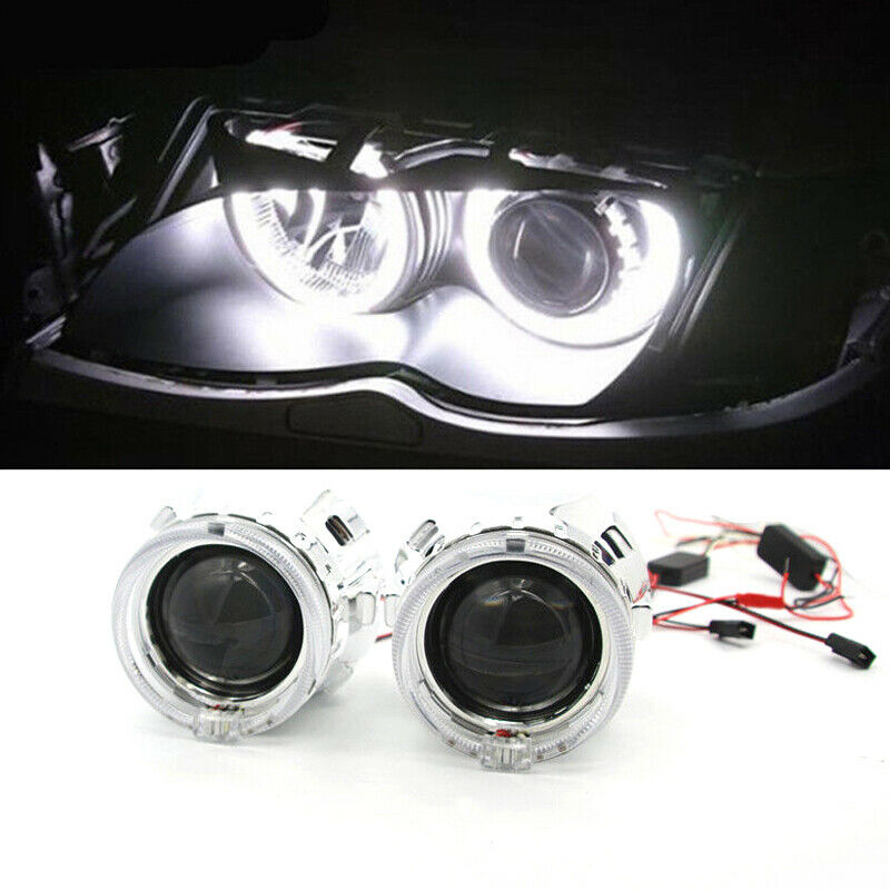 2.5" HID Bi-xenon Projector Lens LHD/RHD Headlight w/ Light Guide Angel Eye H1H4